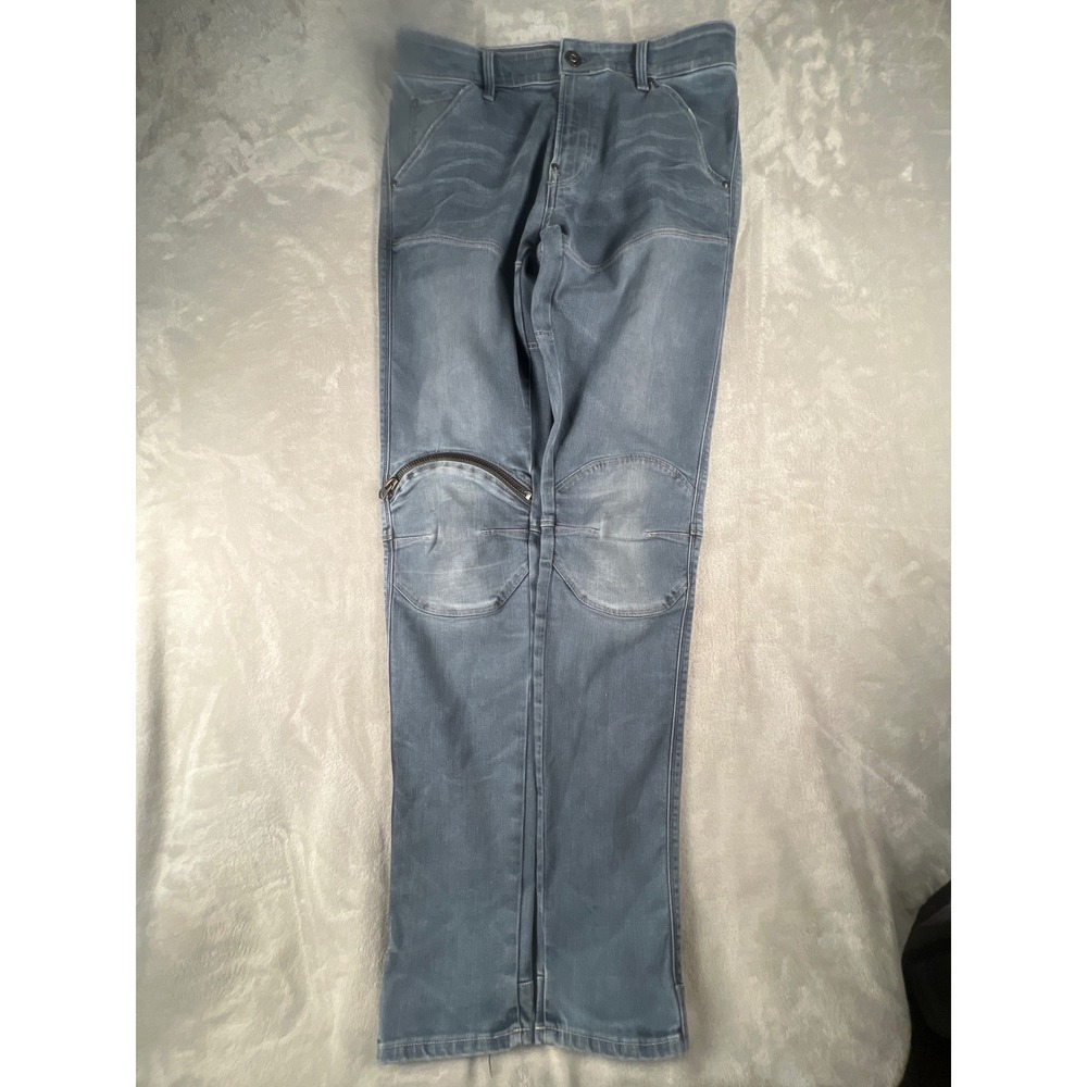 G-Star Raw 5620 3D Zip Knee Skinny Jeans Mens 32x34 Light Blue Faded D01252